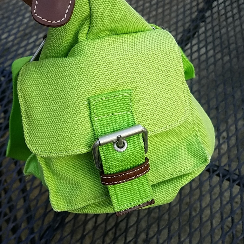 Coldwater Creek Lime Green Canvas Purse - image 4